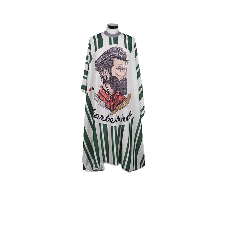 Bifull Peleryna Fryzjerska Jedwab Silikonowy Kołnierz Zielony Barberski Hipster