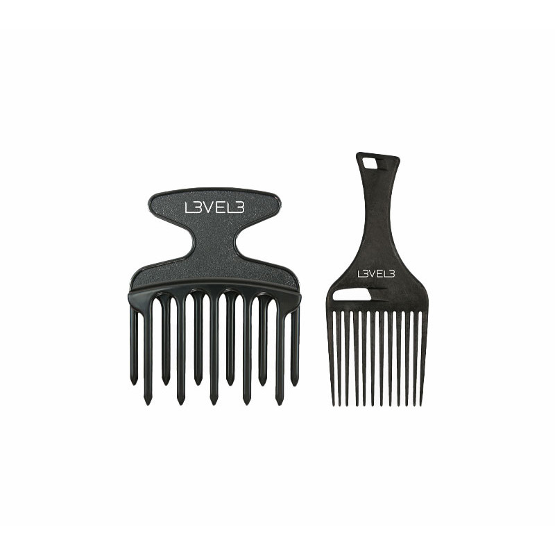L3vel3 Zestaw 2 Czarne Grzebienie Afro